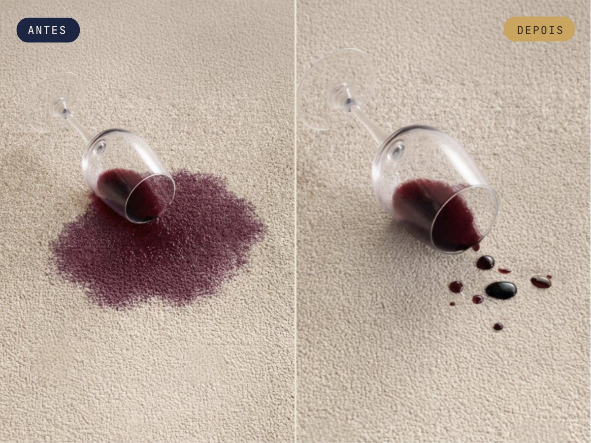 Antes e depois: vinho repelido por tecido impermeabilizado pela LeWash