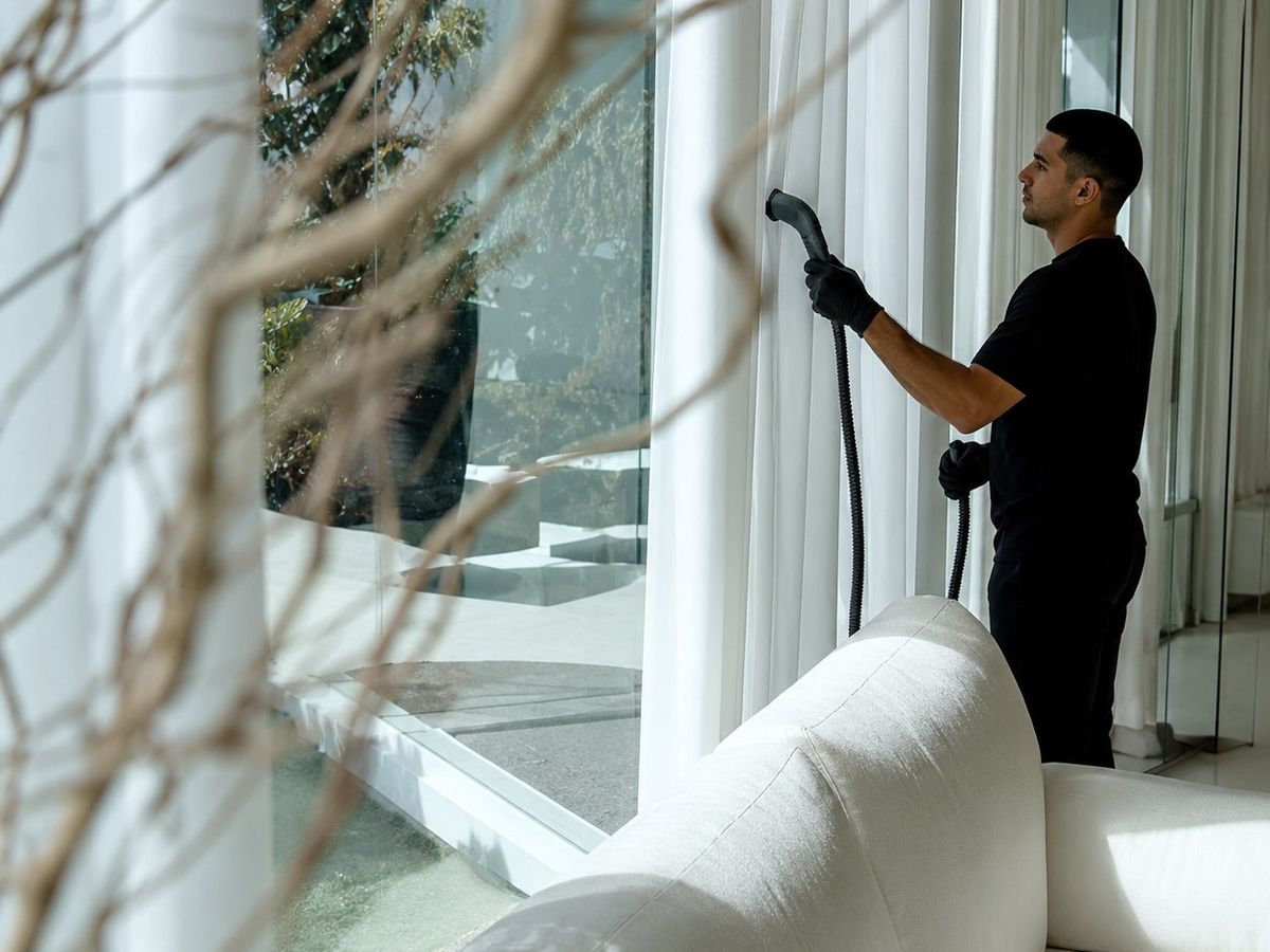 Lavagem de cortinas pela equipe LeWash em Natal